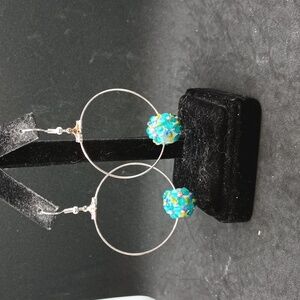 Handmade glass bead dangle hoop earrings